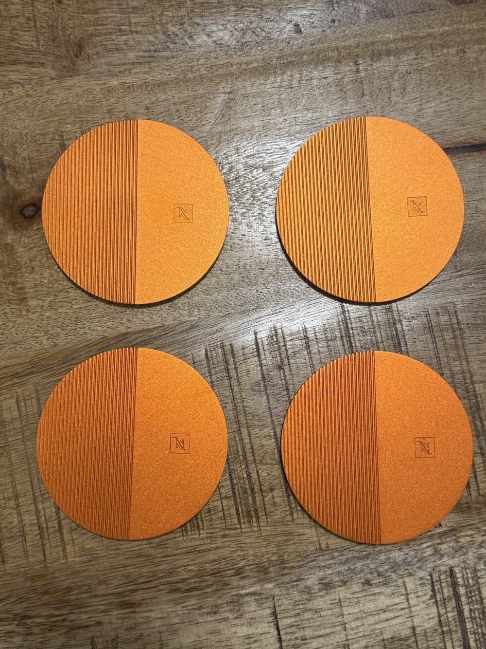 Nespresso Barista Collection Coasters Orange Aluminium Set 4 Federico Peri